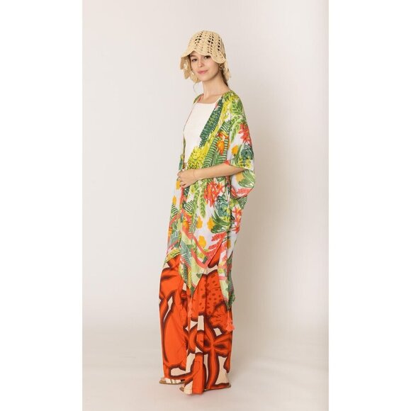 DIONA J FLORAL PRINT KIMONO ONE SIZE COLOR GREEN - Picture 4 of 5
